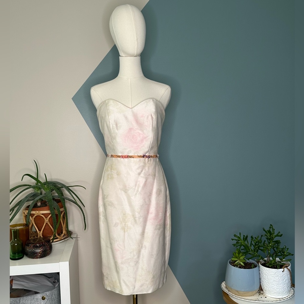 Elda De La Rosa Haute Couture Strapless Silk Blend Floral Dress Kentucky Derby 6 - Picture 2 of 13